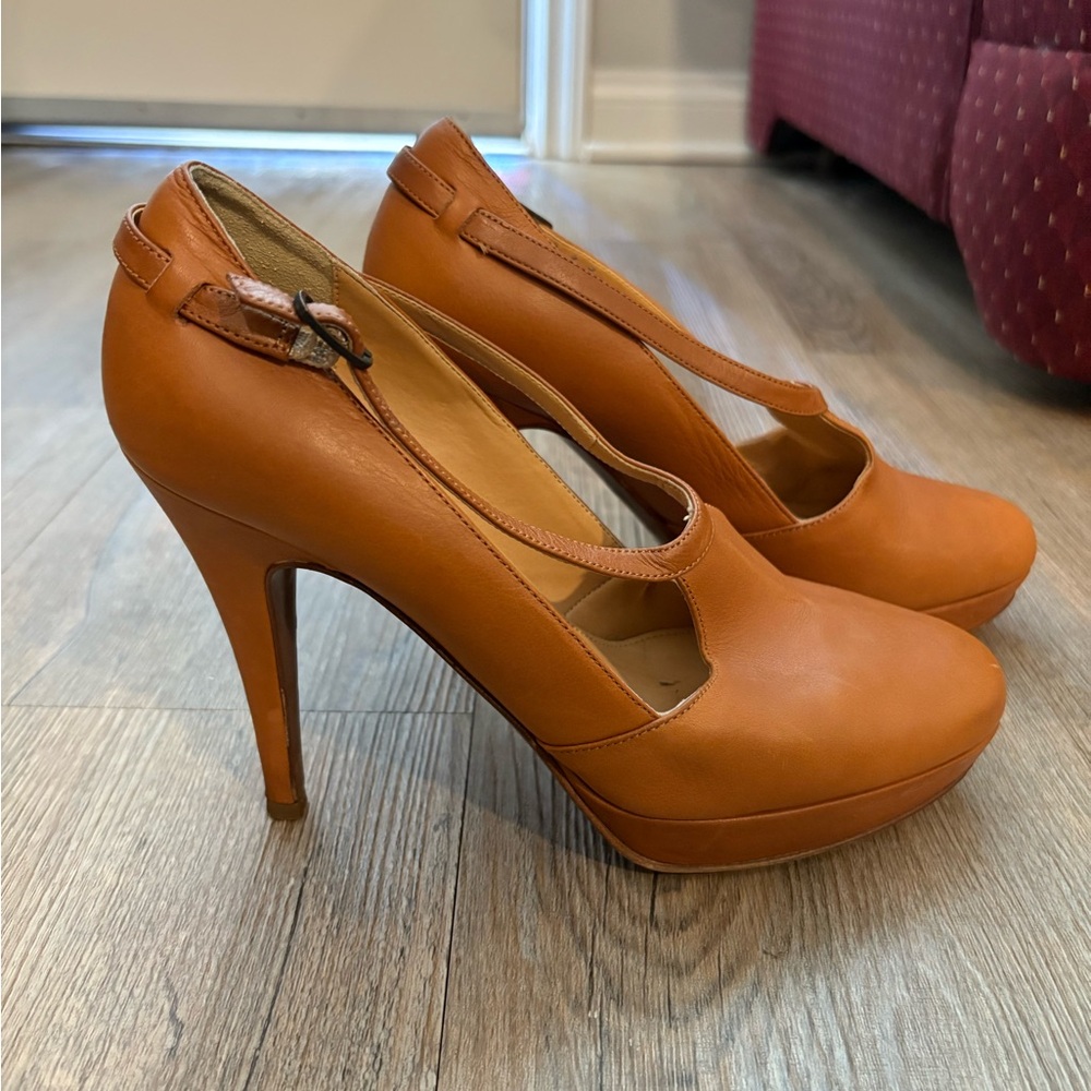 J. Crew Tan Leather Upper Heels